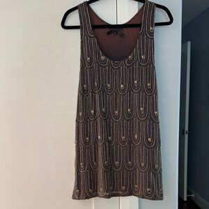 Boutique brand- Brown and Gold Beaded tank Dress
